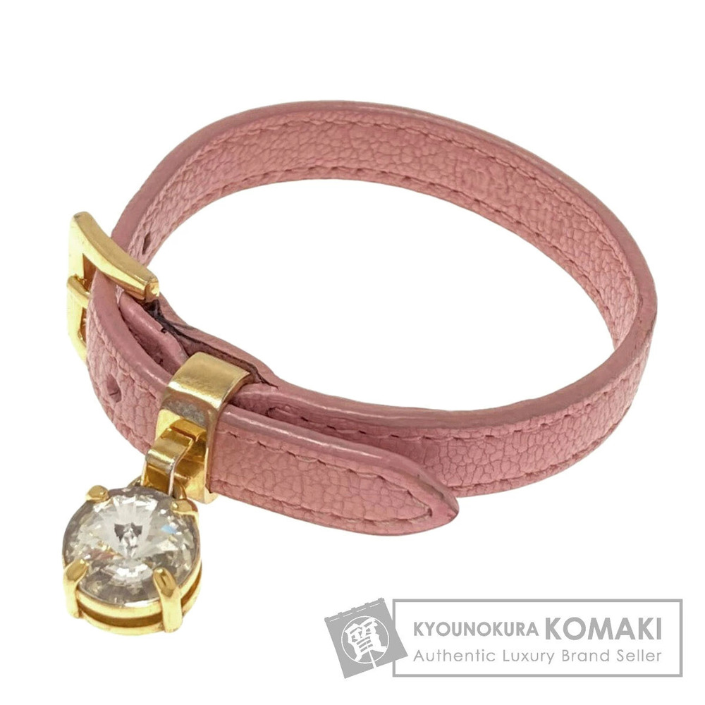 Miu Miu Rhinestone Bracelet Leather Metal